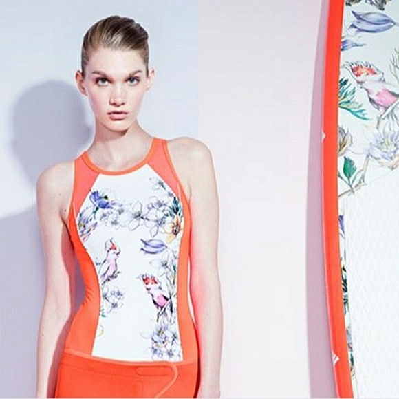 Stella McCartney x Adidas Floral Birds Mesh Cut Out Back 1 Piece Bathing Suit L - Picture 12 of 16